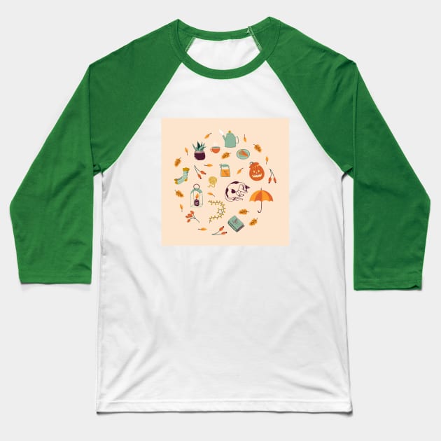 Set of different autumn elements Baseball T-Shirt by DanielK